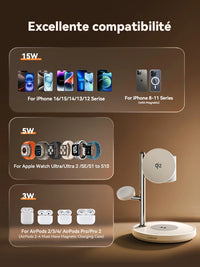 Station de Charge TriCharge Qi2 3-en-1 – iPhone, Apple Watch & AirPods